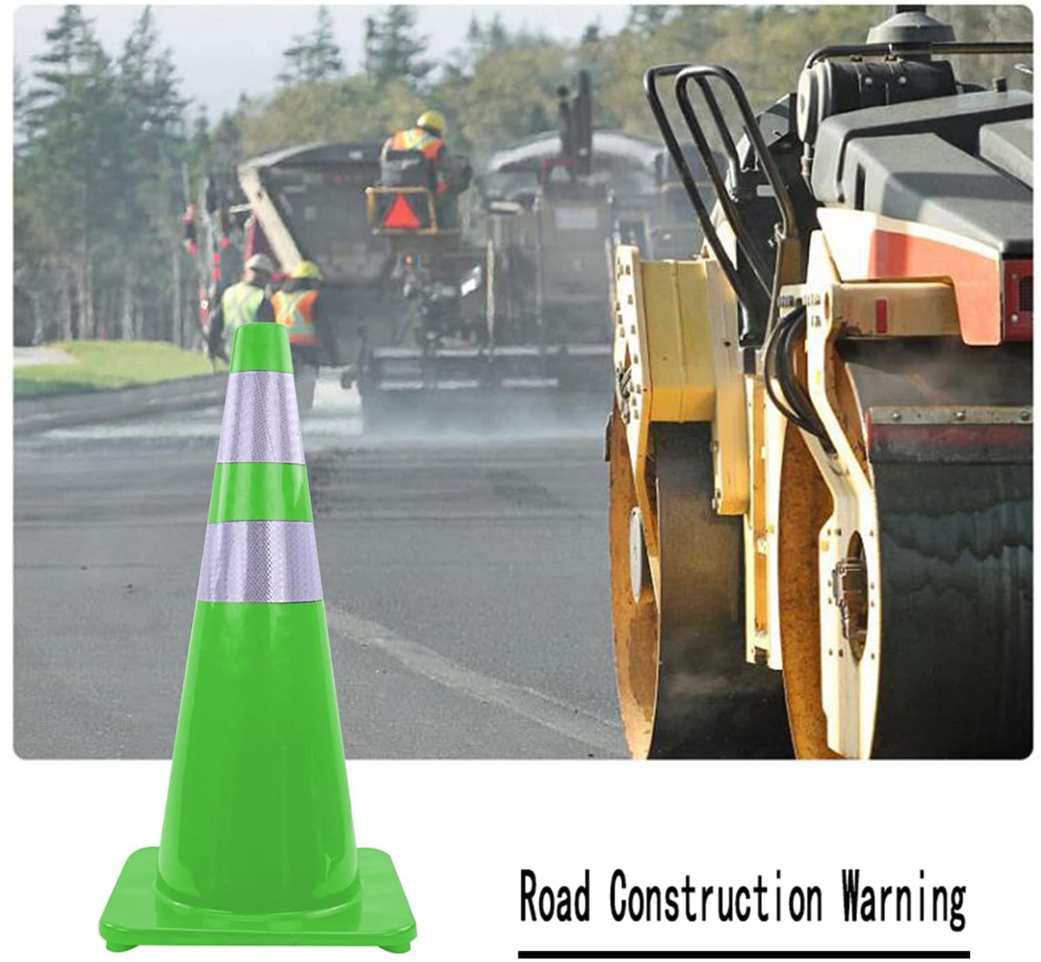 Cônes de sécurité portatifs en PVC Durable avec 2 Bandes réfléchissantes. Cônes lestés pour la signalisation routière et la Conduite (4 Paquets Verts) (2 Paquets Verts)