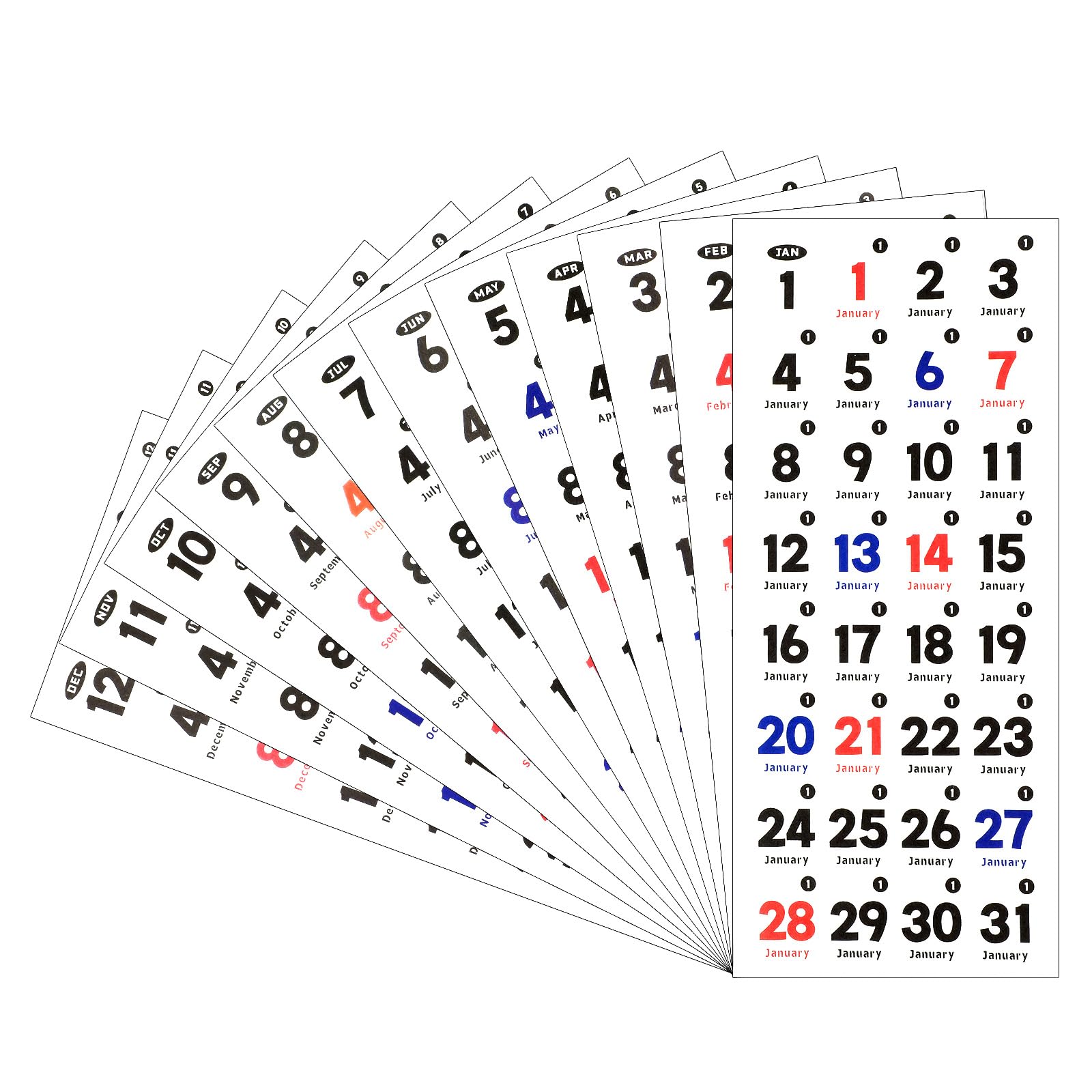 Calendar Date Stickers 365 Daily Calendar Numbers Planner Sticker 12 Monthly Planner Date Stickers Translucent Paper Planners Accessories for Customizing Undated Planners Calendars Notebooks Journals