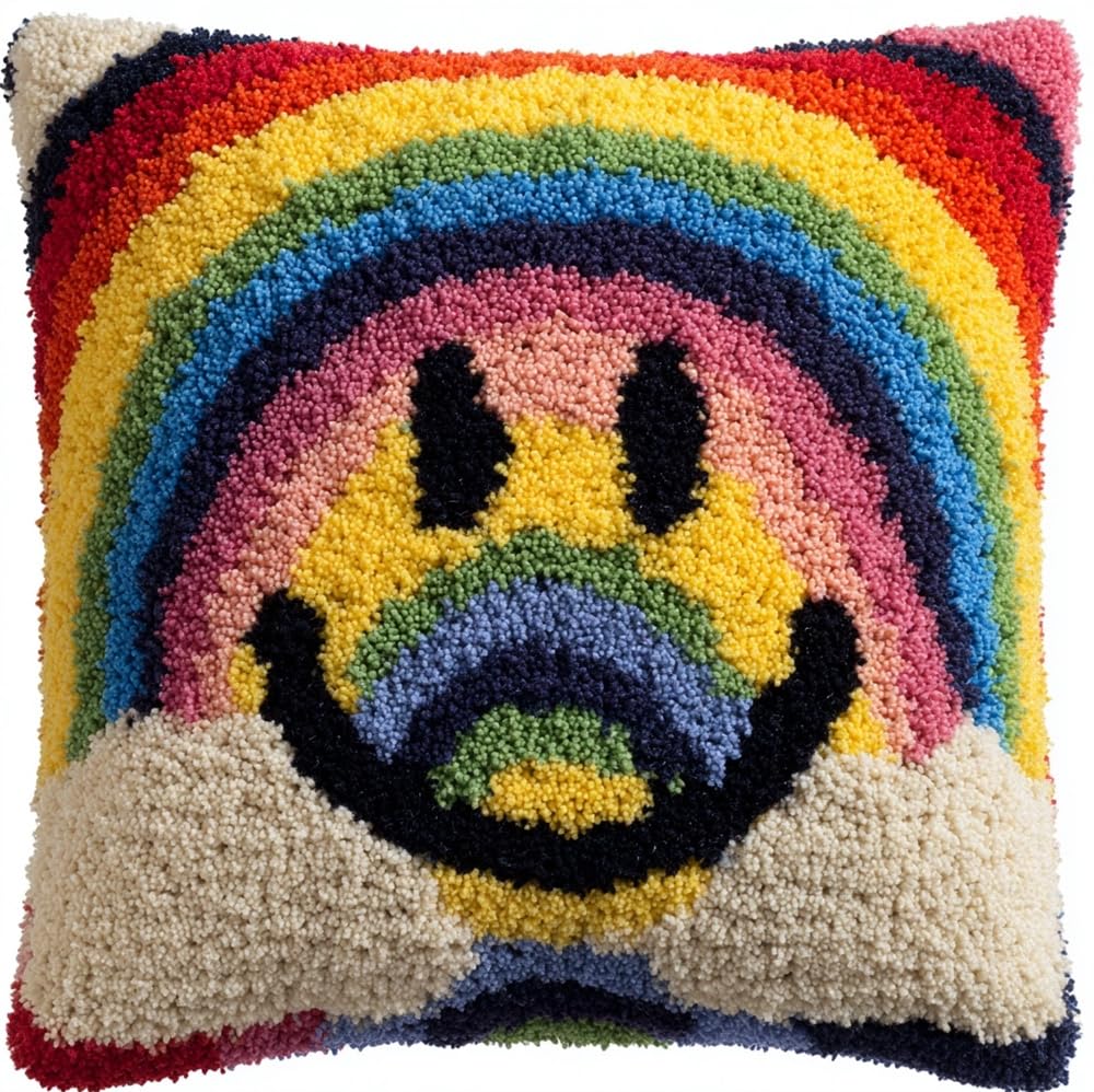 Taxpy Latch Hook Cushion Kit,Rainbow 17X17In