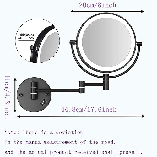 Miniatura 5 de Espejo de Maquillaje Montado en la Pared, Espejo de Tocador, 1X/10X Aumento Espejo CosméTico, 8 Pulgad Espejo de Maquillaje, Rotación de 360° Dorado