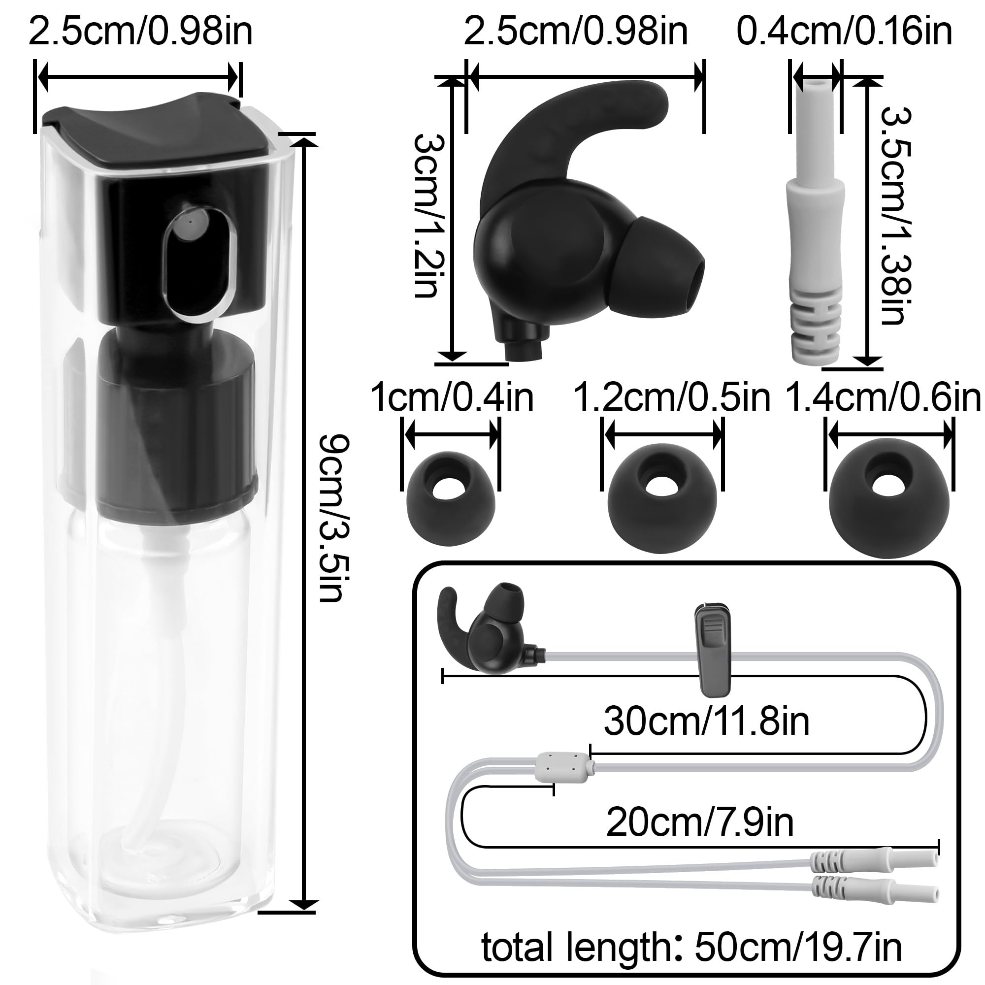 Vagus Nerve Stimulation Plug d'oreille vers connecteur avec flacon pulvérisateur et 2 embouts d'oreille remplaçables