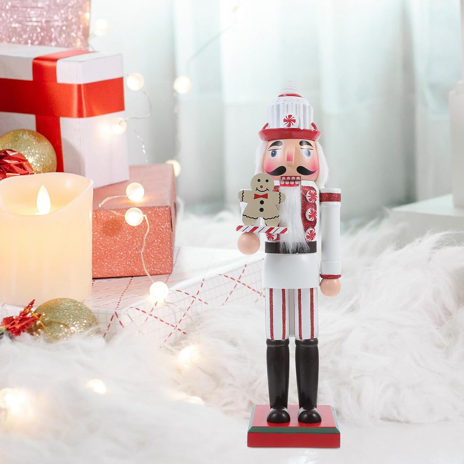 Abaodam Christmas Desktop Nutcracker Figurine Wooden Traditional Nutcracker Christmas for Holiday Tabletop Display