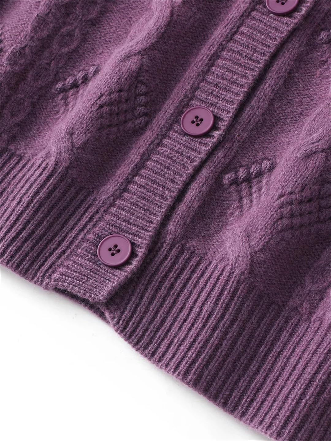 FLXHSA Damski sweter rozpinany, sweter z wycięciem pod szyją, guziki z dzianiny Merino