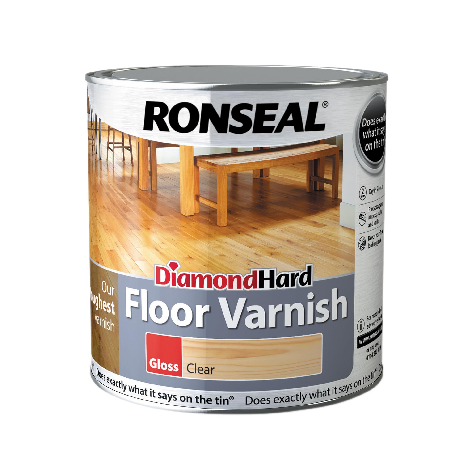 Ronseal Dhfvg25l 2.5L Diamond Hard Floor Varnish Gloss