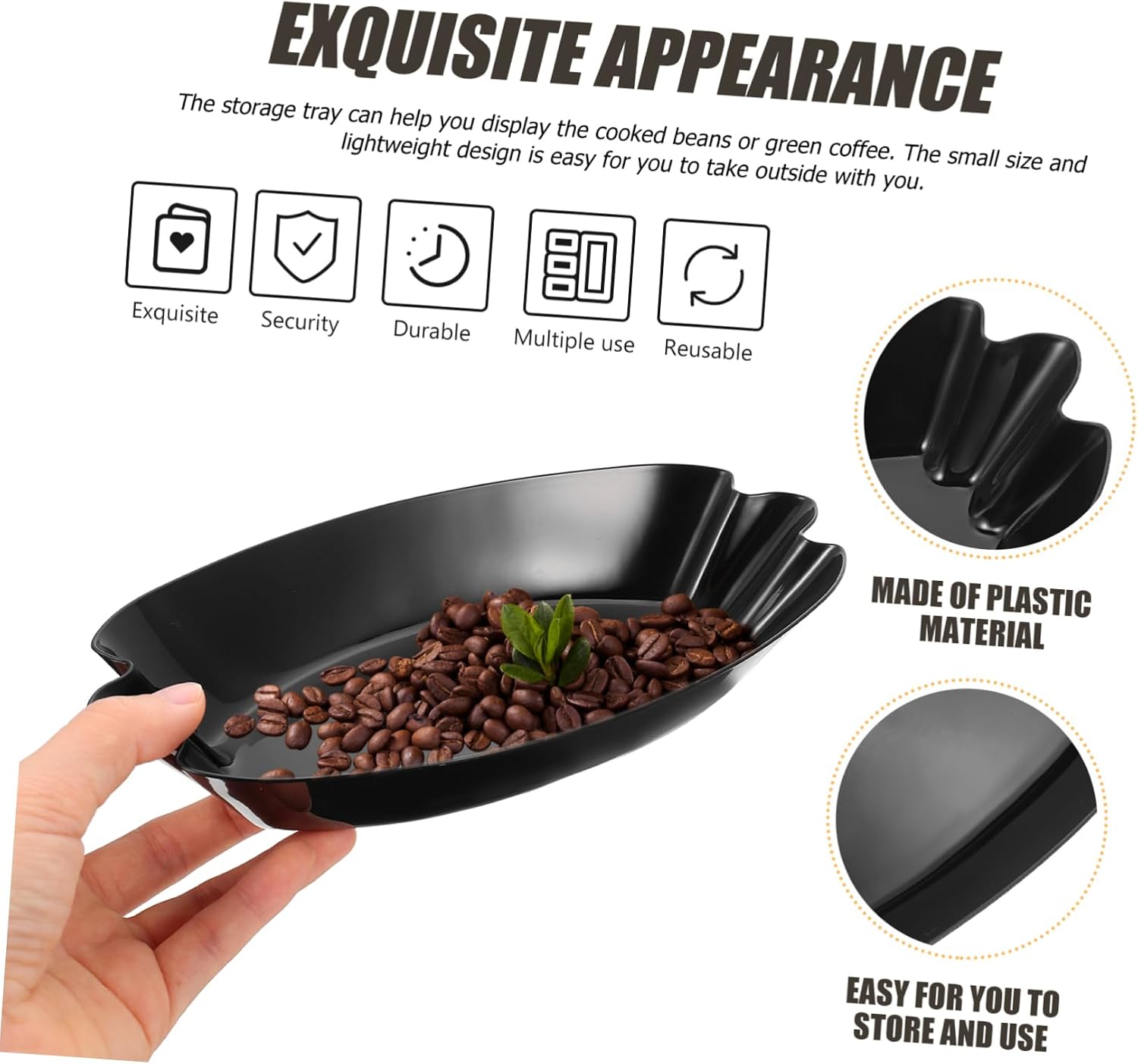 Coffee Bean Display Tray Ergonomic Weighing and Measuring Tray for Green and Roasted Beans Food Grade Lightweight for Coffee Stations and Cupping