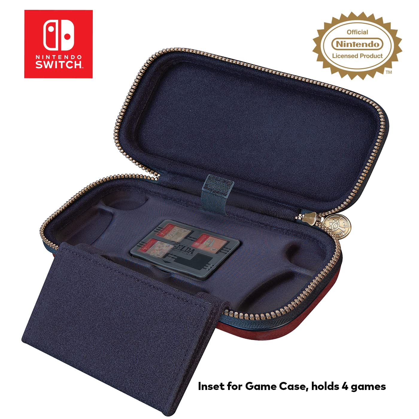 Game Traveler Zelda Nintendo Switch Lite Case - Switch Lite Carrying Case for Switch Lite & Travel Case, Adjustable Viewing Stand, Bonus Game Case & Deluxe Carry Handle, Licensed Nintendo game case