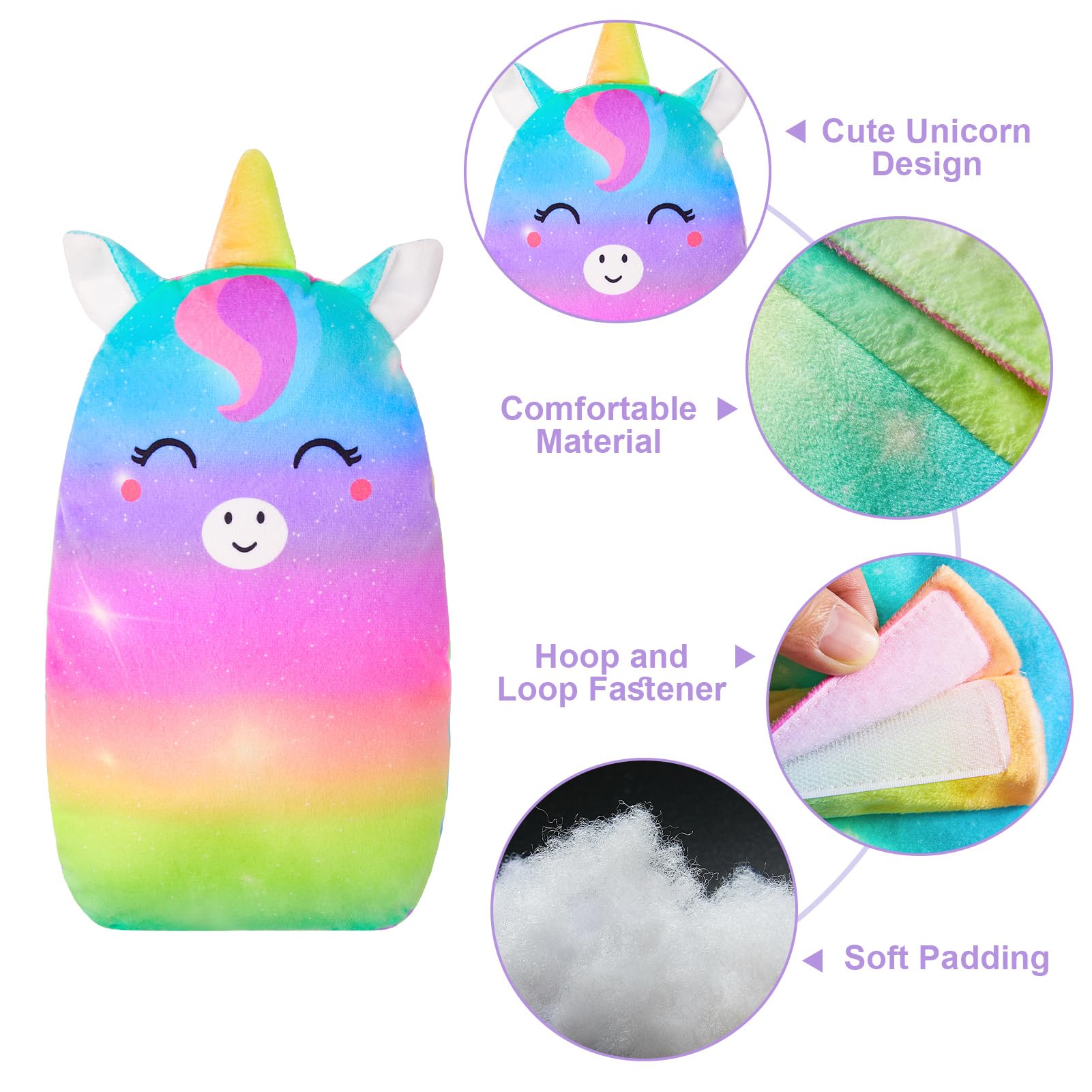 FIODAY - Fundas para cinturón de seguridad de coche para niños, diseño de unicornio, suave para cinturón de seguridad, ajuste de la correa de asiento, almohada para la cabeza del cuello, para niños,