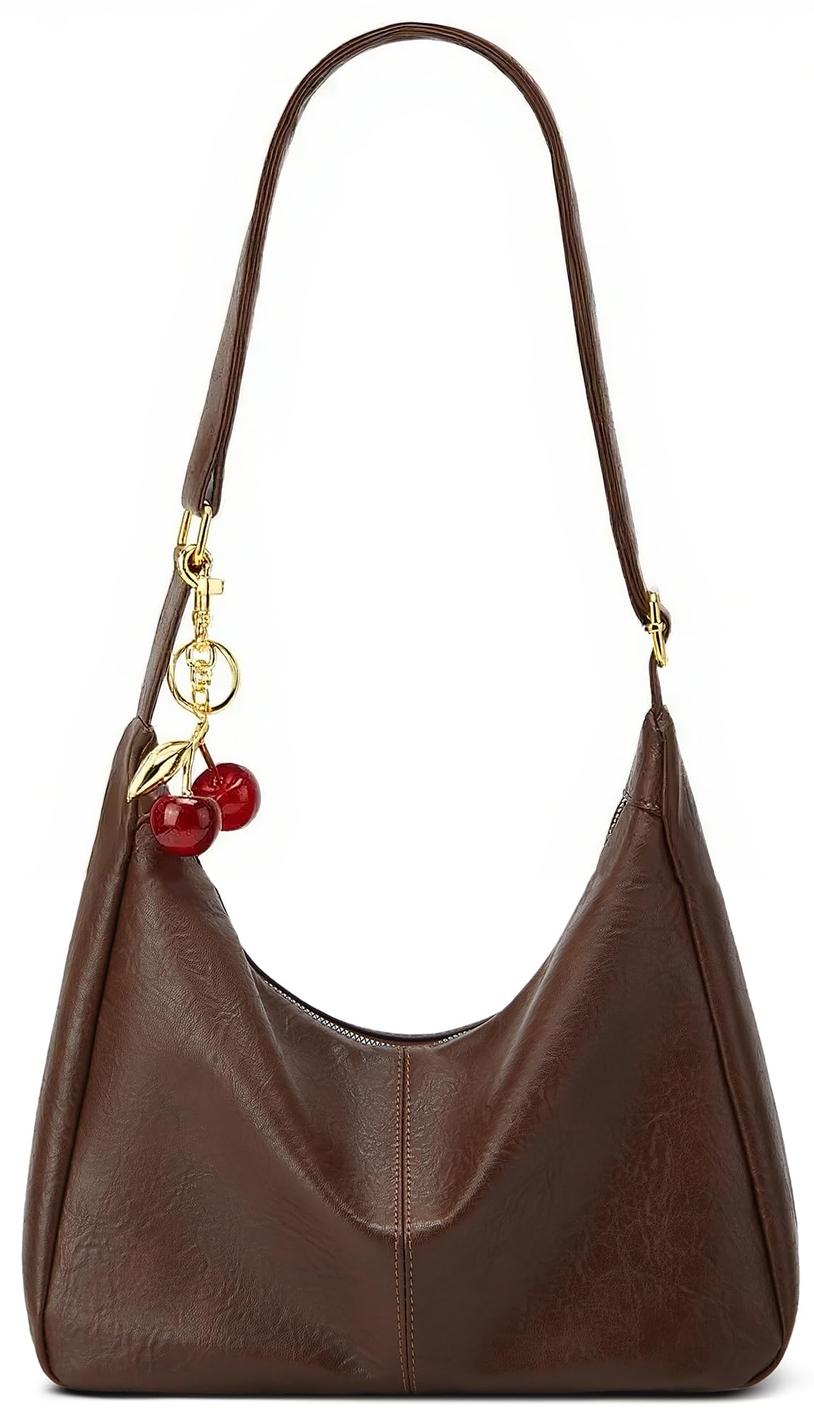 Hobo Bags for Women Leather Foldable Slouchy Shoulder Purse Crossbody Handbag Soft Vegan Brown Tote Casual Everyday Handbags