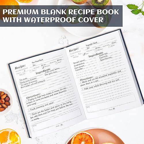 Miniatura 5 de Perfect Blank Recetas Book - Libro de recetas para escribir en tus propias recetas, organizar tus recetas, cubierta impermeable y cuaderno de