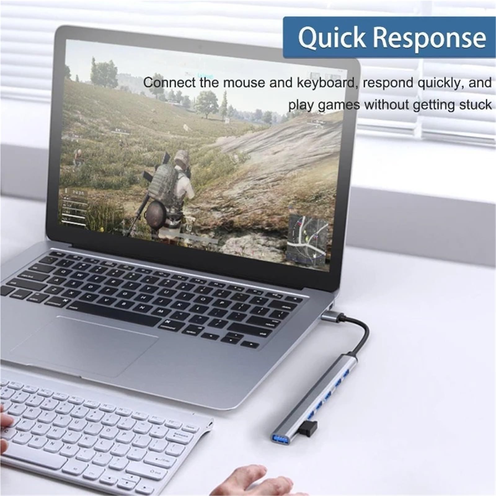 Stacja dokująca USB C 7 w 1 USB 3.0, HUB typ C, adapter 5 Gbit/s High Speed ​​USB C, rozdzielacz OTG, adapter do komputera, laptopa (typ C szary)