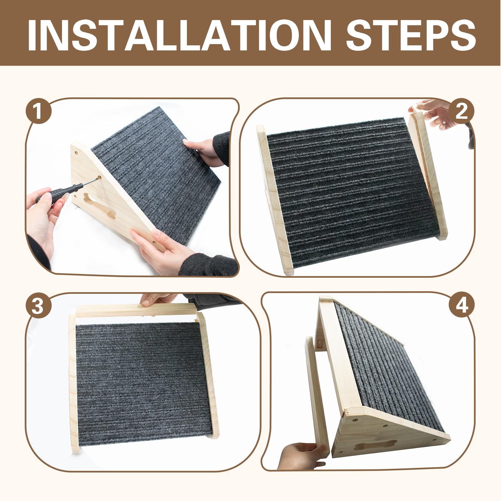 Rampe pour Chien en Bois pour Escaliers, Marches pour Animaux à Faible Inclinaison avec Surface Antidérapante, Aide pour Petits Chiens et Chats, Rampe à 30 degrés