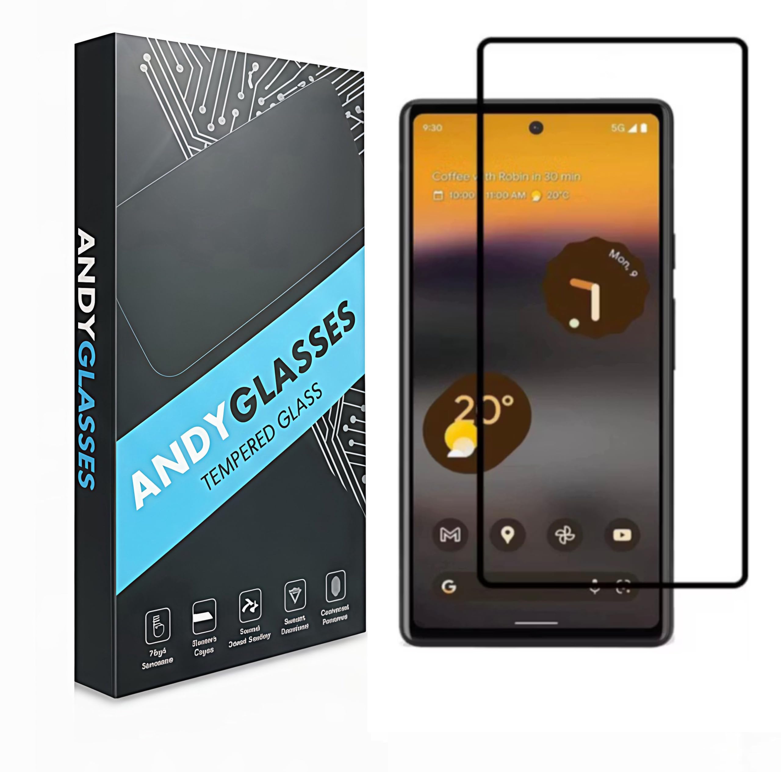 Tempered Glass Screen Protector Compatible For Google Pixel 6A (Black) Edge To Edge Full Screen Coverage 9H With Easy Installation Kit,Pack Of 1-image-36