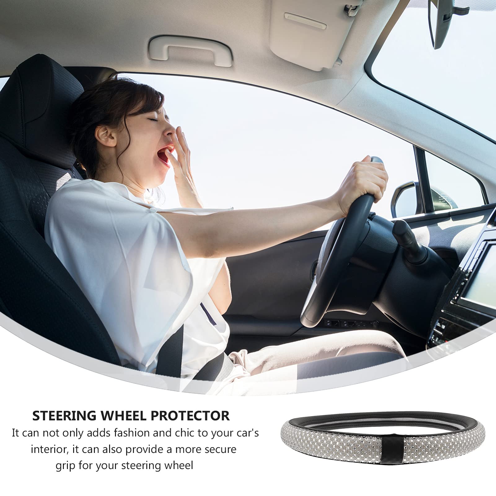 Copri Volante Auto Antiscivolo 1 Pezzo in Seta Ghiaccio Bianco | Copertura Volante Auto in Estive Vacanze, Copri Volante Panda, Copertura Protettiva per Volante Auto