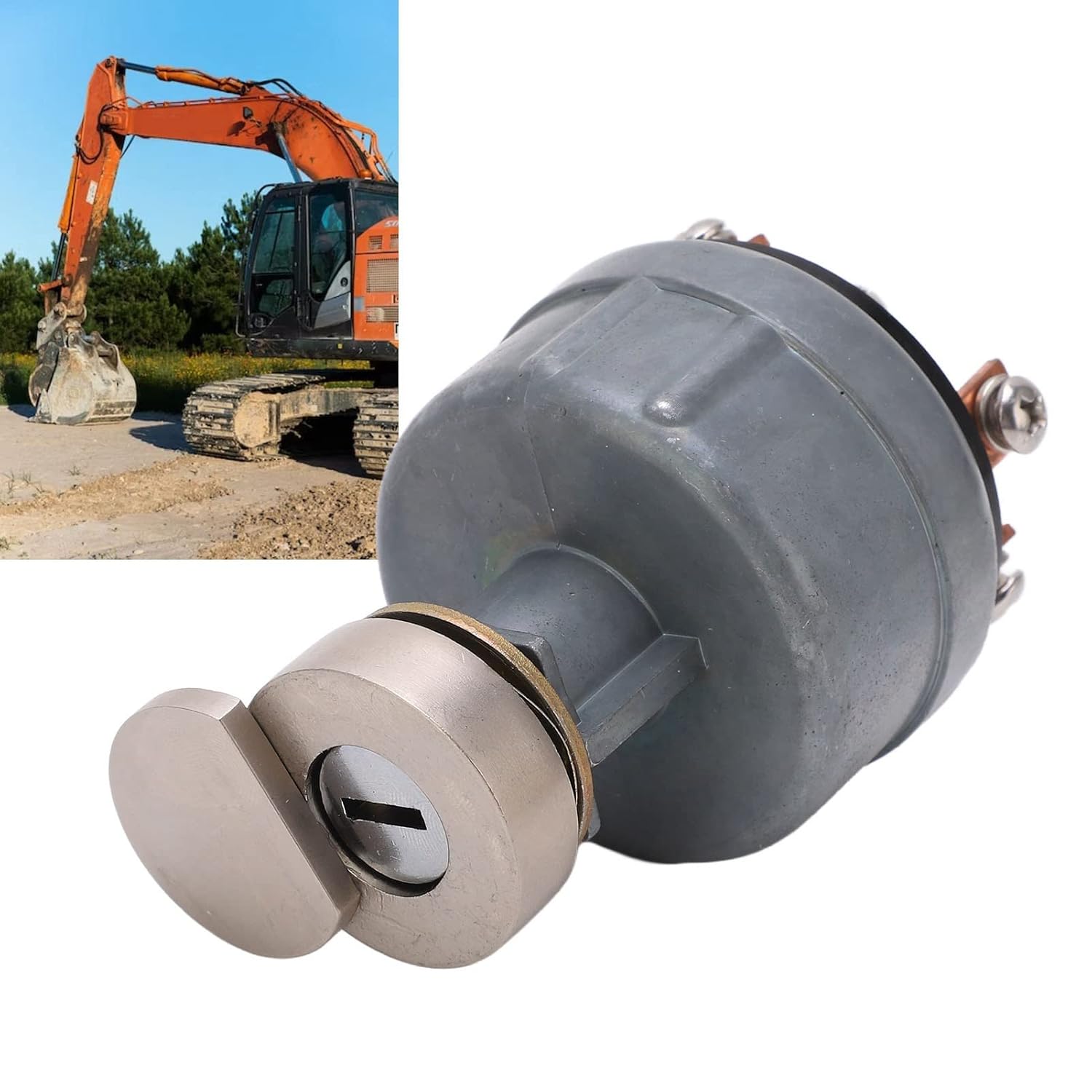 6 Pin Excavator Ignition Start Switch with Key Protection Cover Ignition Starter Switch for EX200