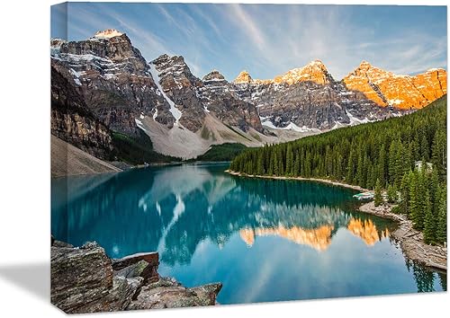 Miniatura 7 de Looife Lienzo decorativo para pared, 24 x 16 pulgadas, arroyo de montaña con árboles, decoración de pared para sala de estar y dormitorio, pintura