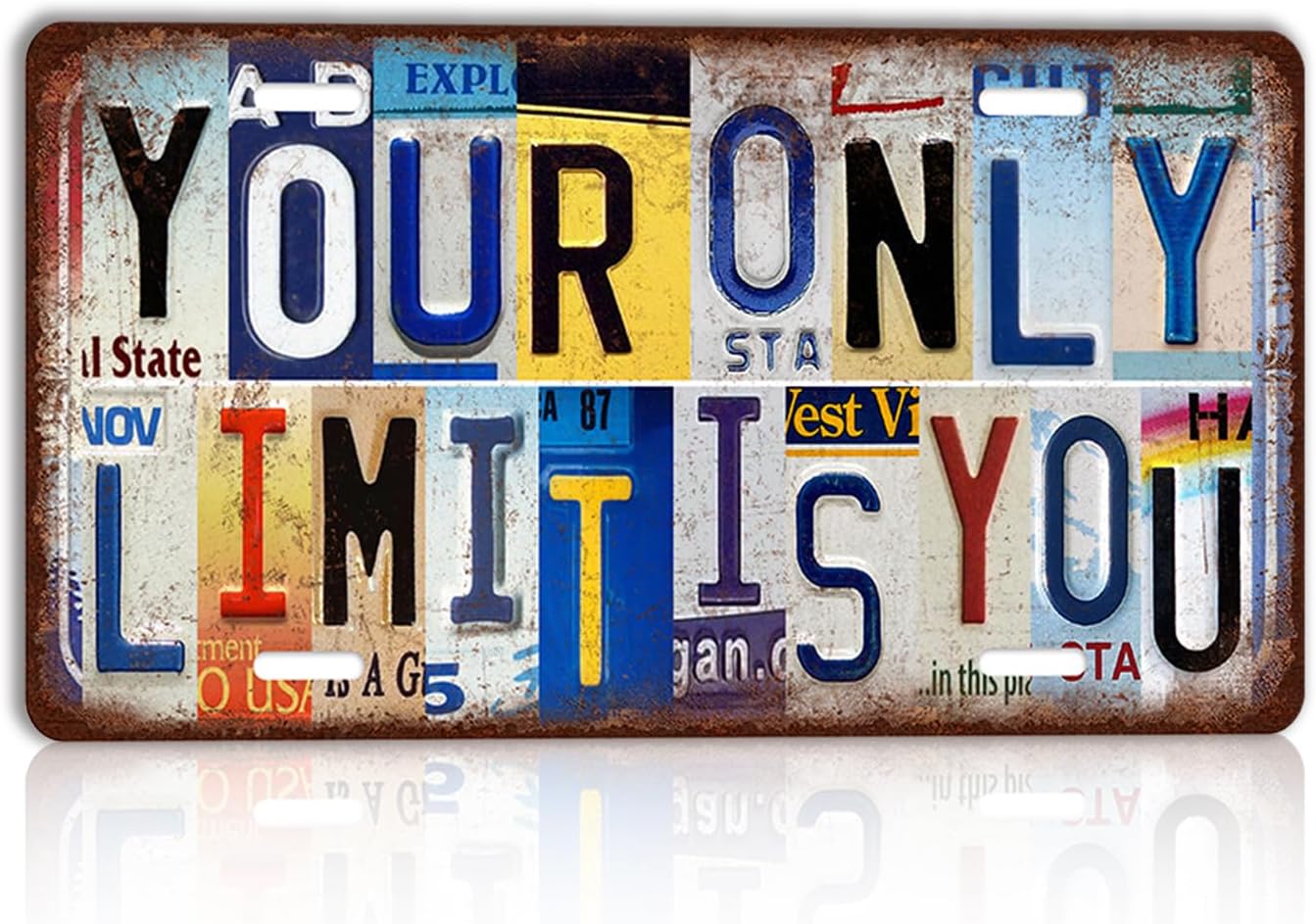 Vintage Your Only Limit Is You Wall Decor License Plate Metal Sign Tin Signs,12x6 Inch Aluminum