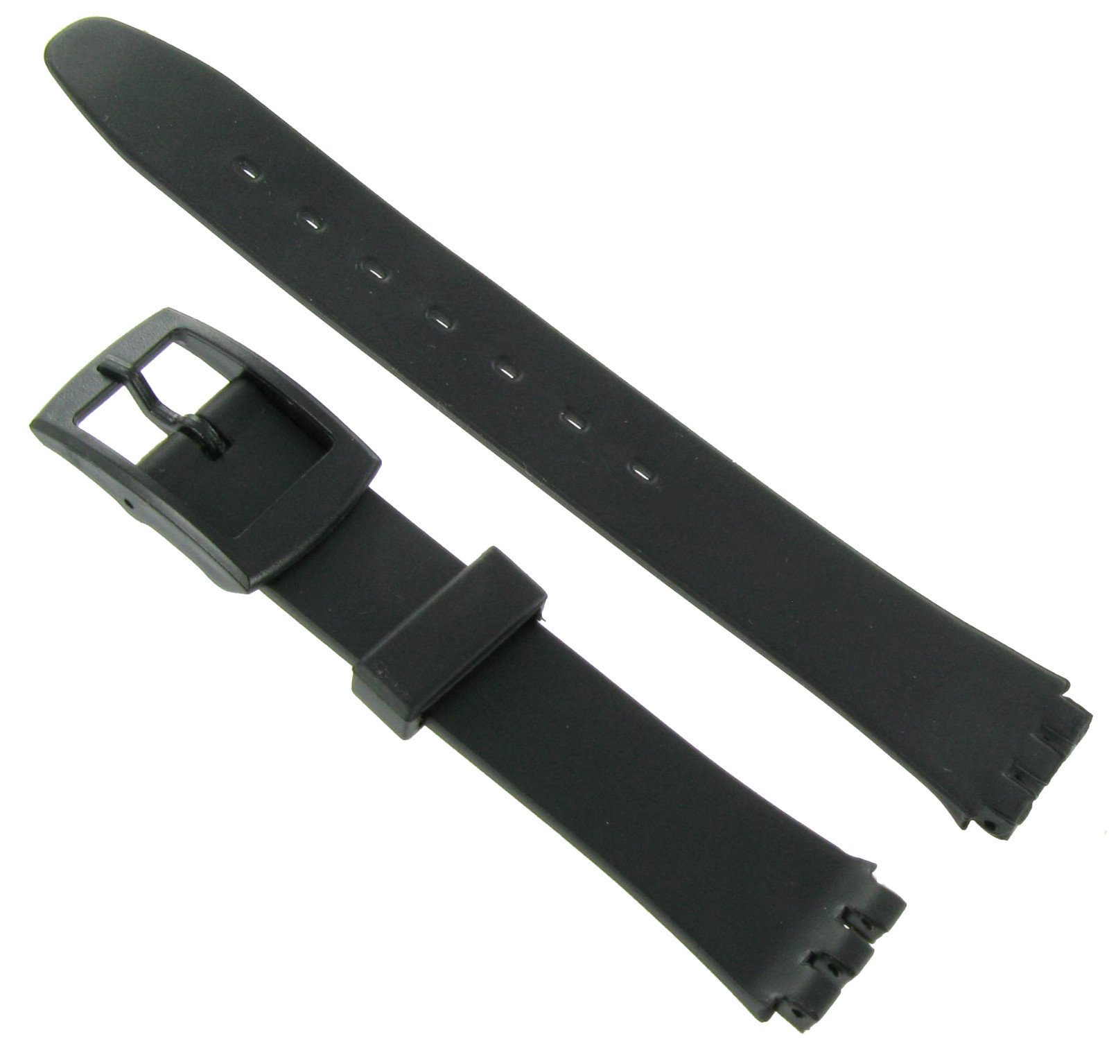 Milano 12mm Rubber PVC Plain Black Flexible Replacement Watch Band for Standard Ladies Swatch Watch