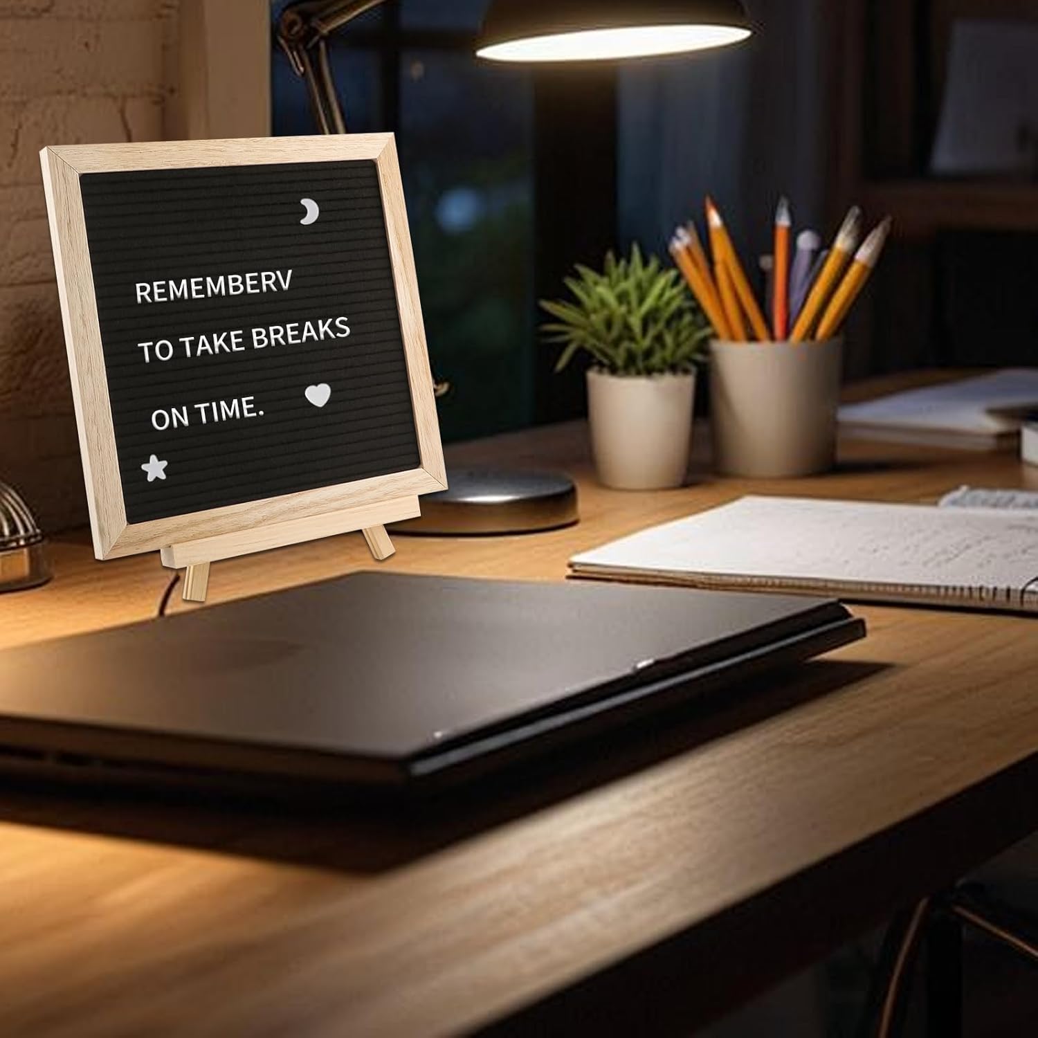 Felt Letter Board 10x10 Inch with Stand, Black Changeable Message Board with 340 Letters Numbers & Symbols, Wooden Frame Felt Sign for Baby Announcement, Wedding, Party, Home or Office Decor - Image 5