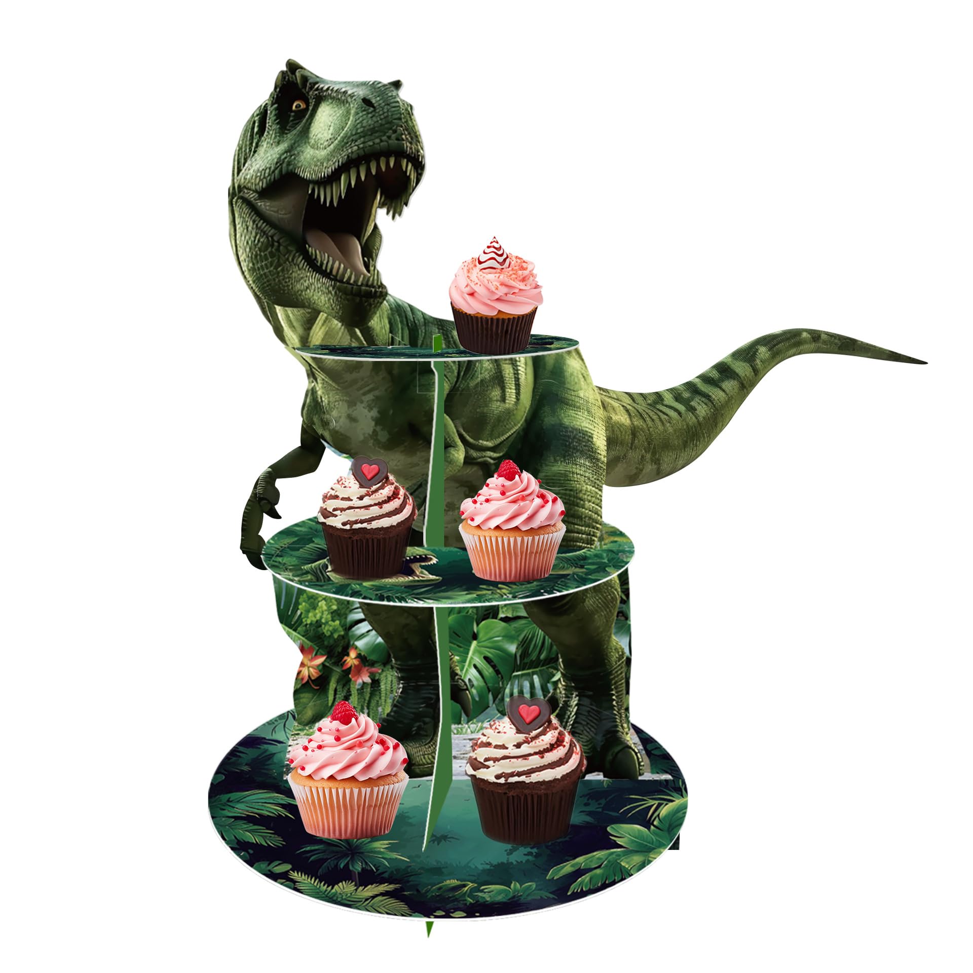 3 Tier Dinosaur Animal Theme Cake Stand Jurassic Dessert Stand Birthday Decoration Cake Mold Dessert Cake Mold for Birthday Party Cake Stand