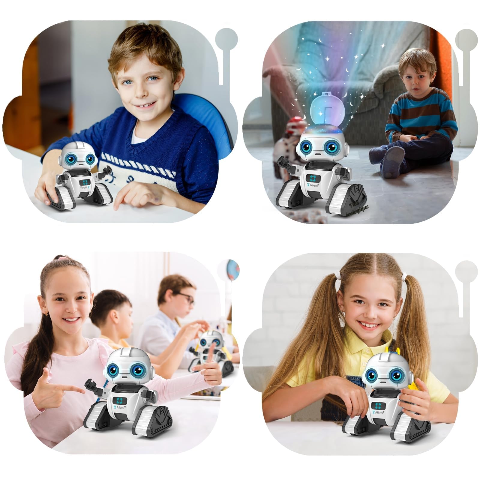 Aikmi Robot Enfant Jouet, Robot Télécommandés Rechargeables avec Veilleuse Projecteur Ciel Etoile, Capteur de Geste, Musique, Jouet Enfant Garçons et Filles 5 6 7 8 Ans Cadeau d'anniversaire