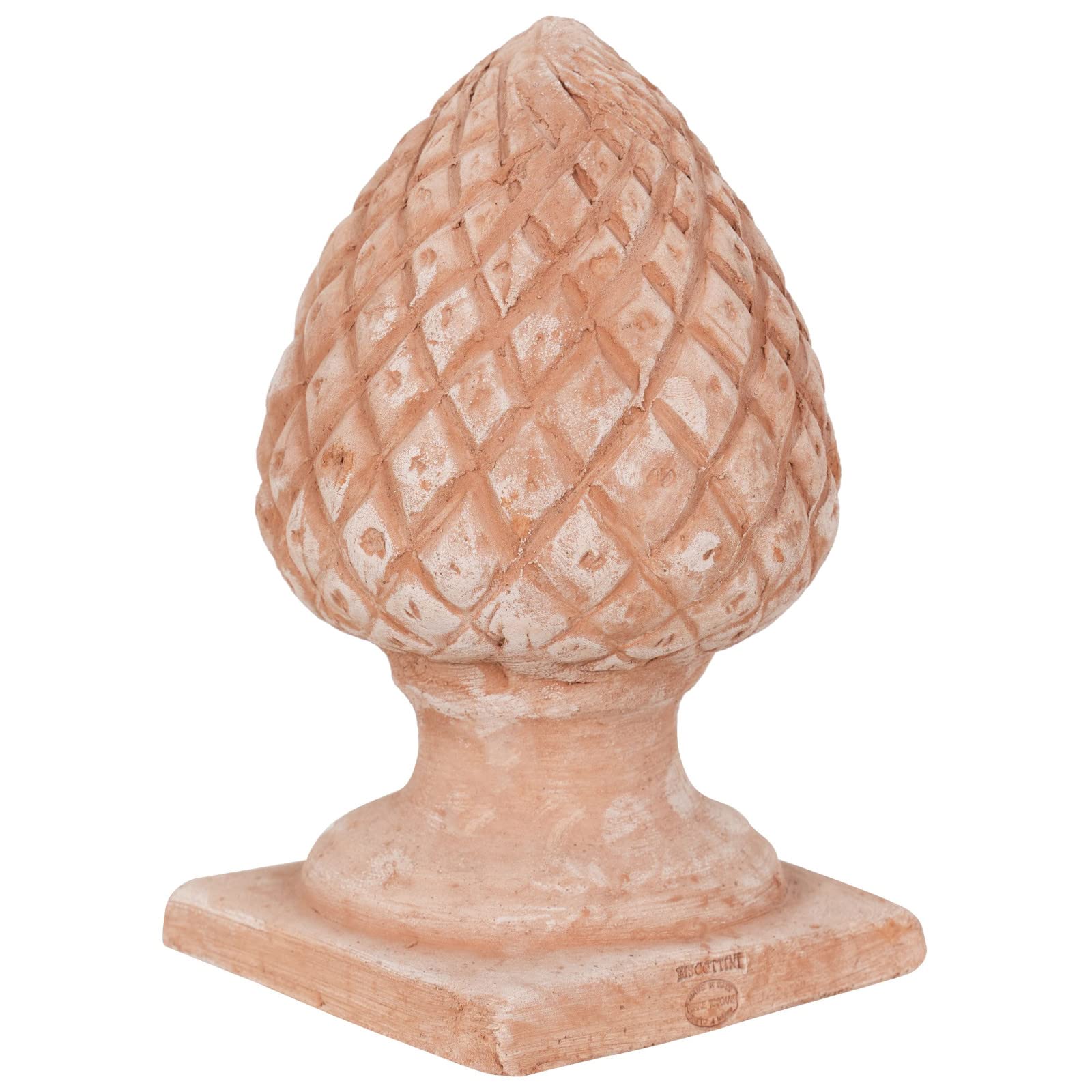 Biscottini Pigna decorativa in terracotta 27,5x15,5x15,5 cm - Pigne decorative grandi da esterno Made in Italy - Decorazioni casa e giardino