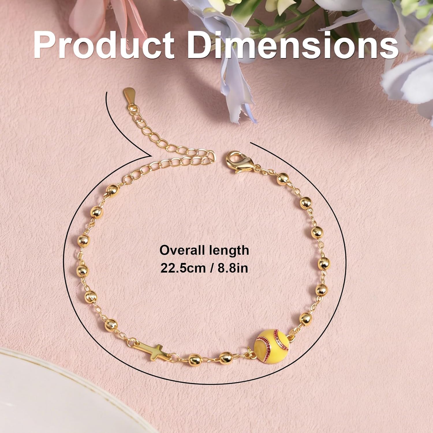 Cross Softball Bracelet, Gold Softball Bracelet with Cross Charm Sport Party Favors for Women Jewelry Gifts - Image 2