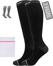 360 Relief Sports Compression Stockings Men and Women - Class 1 Support Stockings for Running, Travel, Flight, Cycling, Gym - Graduated Compression Socks 15-20 mmHg with Laundry Net