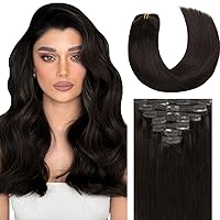 Vista 1 de Lacer Extensiones de cabello humano real con clip, 4.23 oz, 7 piezas de extensiones de cabello humano Remy liso y sedoso, extensiones de cabello