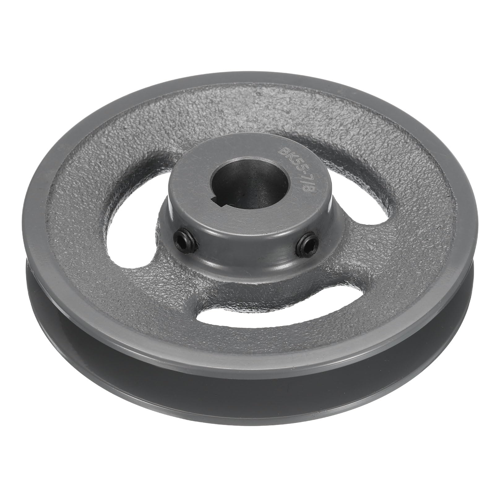 uxcell BK55-7/8 V-Belt Sheave 7/8"Bore 5.25"OD Single Groove Web Sheave Bored-to-Size Sheave, Cast Iron, Belt Section for 3L or B Belt