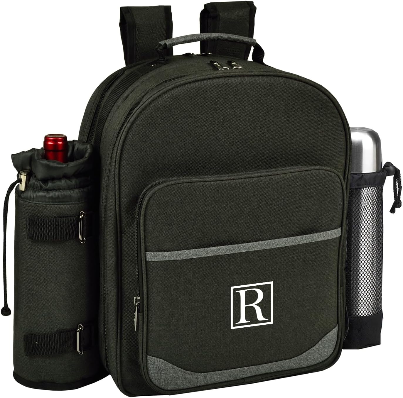 Picnic at Ascot Personalized Monogrammed Equipped 2 Person Picnic Backpack with Coffee Service, Cooler & Insulated Wine Holder - Designed & Assembled in The USA