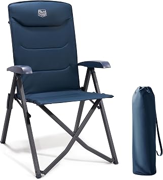 Timber Ridge Campingstuhl Foldable Hohe Lehne Small pack size Folding chair Camping 150kg adjustable with 4 positions with bag Alu deck chair for garden balcony Motorhome
