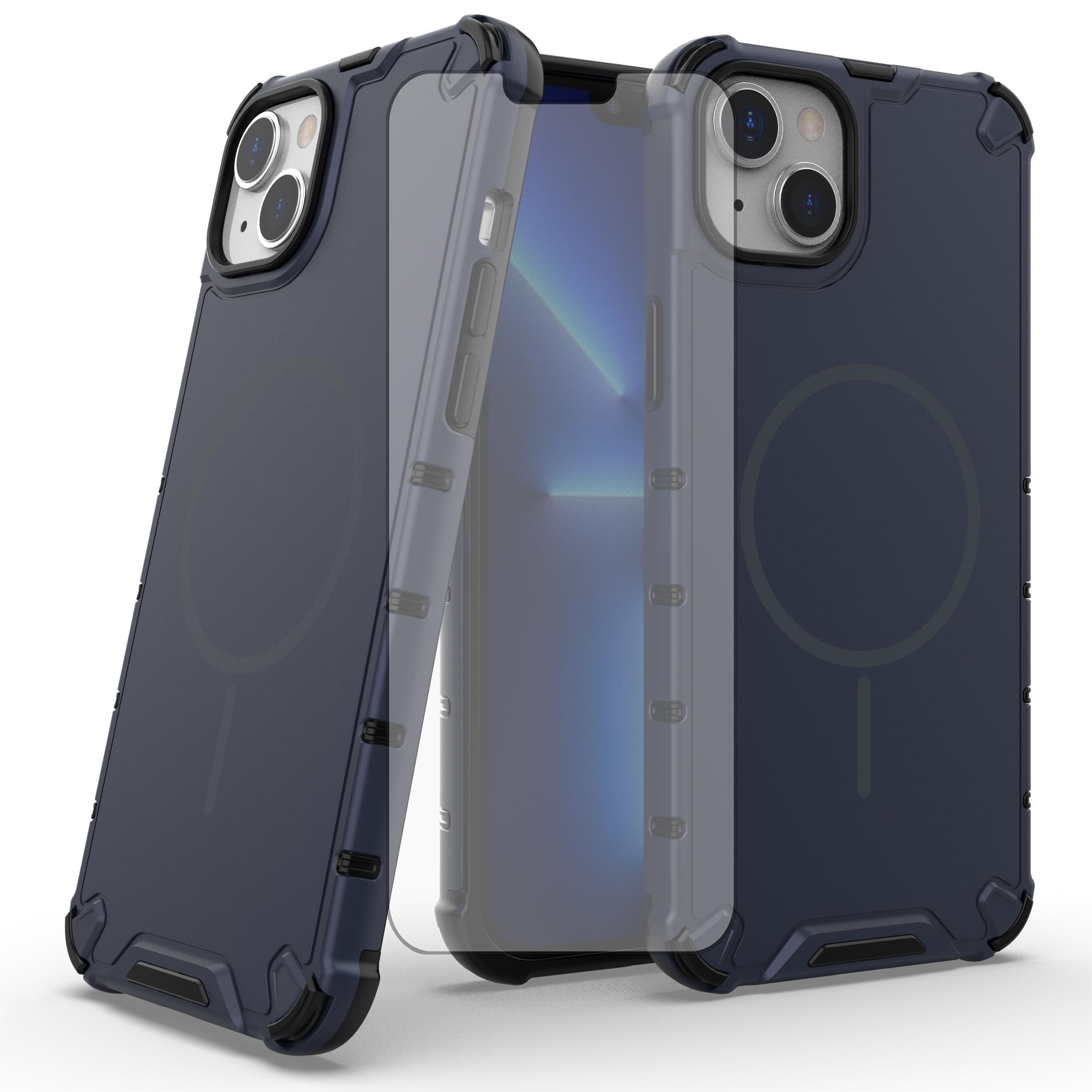 Coque iPhone 15 Plus bleu robuste pour éviter les bris d'écran et réparations coûteuses