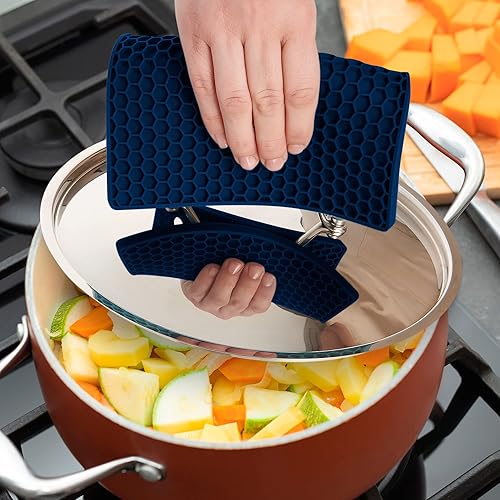 Miniatura 4 de Mrs. Anderson's Baking Salvamanteles de panal de silicona, antideslizante, resistente al calor, azul marino