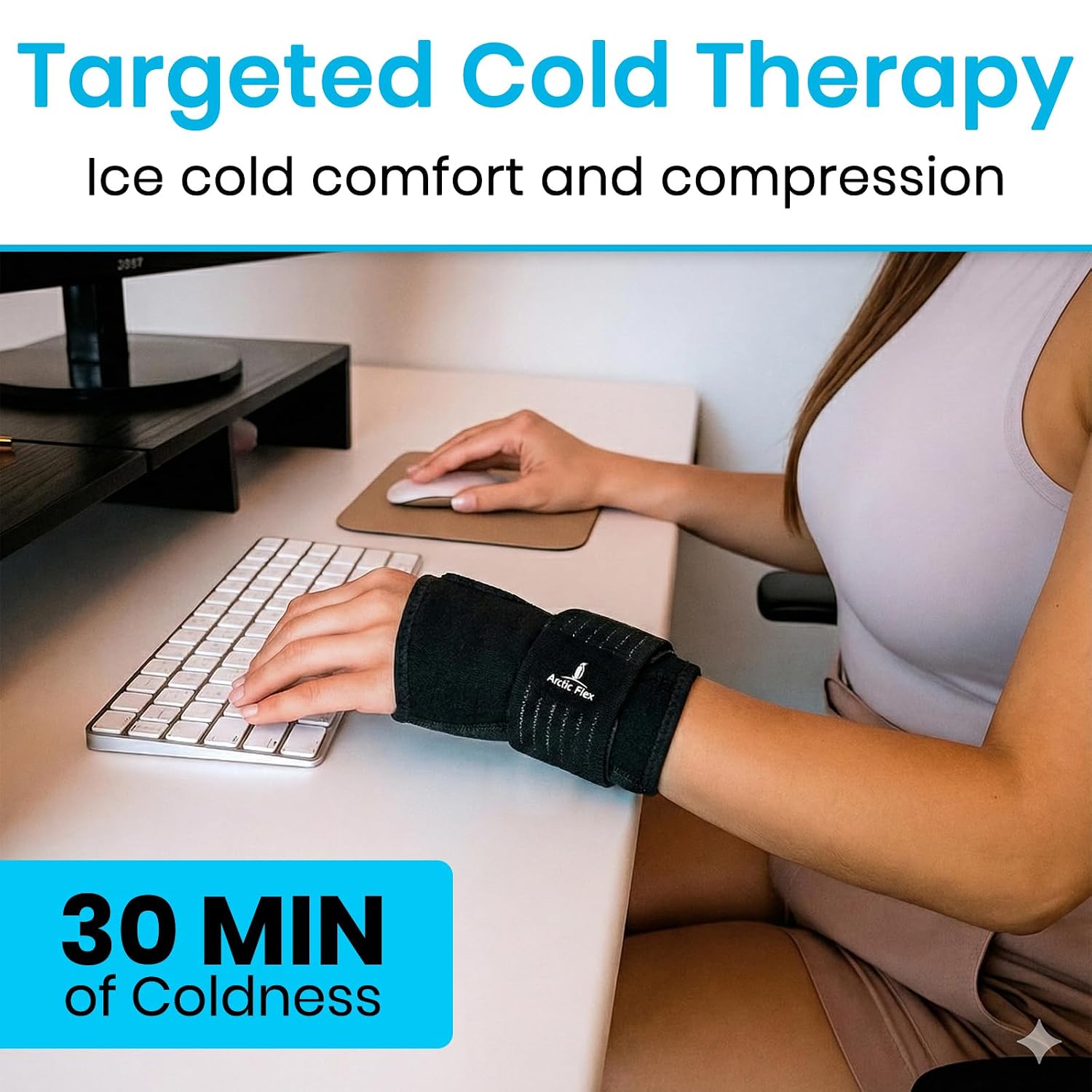 Arctic Flex Wrist & Thumb Ice Pack Wrap - Extra Strength Hot & Cold Therapy - Reusable Hand Freeze Sleeve - for Arthritis, Carpal Tunnel, Surgery, & Pain Relief (Fits Left & Right)