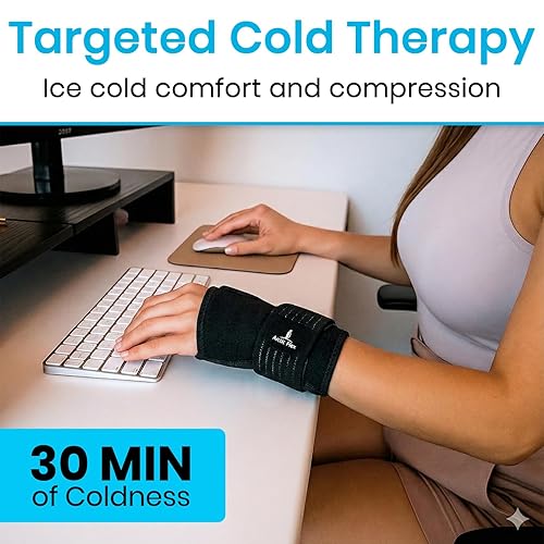 Miniatura 3 de Arctic Flex Envoltura de compresa de hielo para muñeca y pulgar - Terapia de frío y calor de fuerza extra - Funda reutilizable para congelar la mano