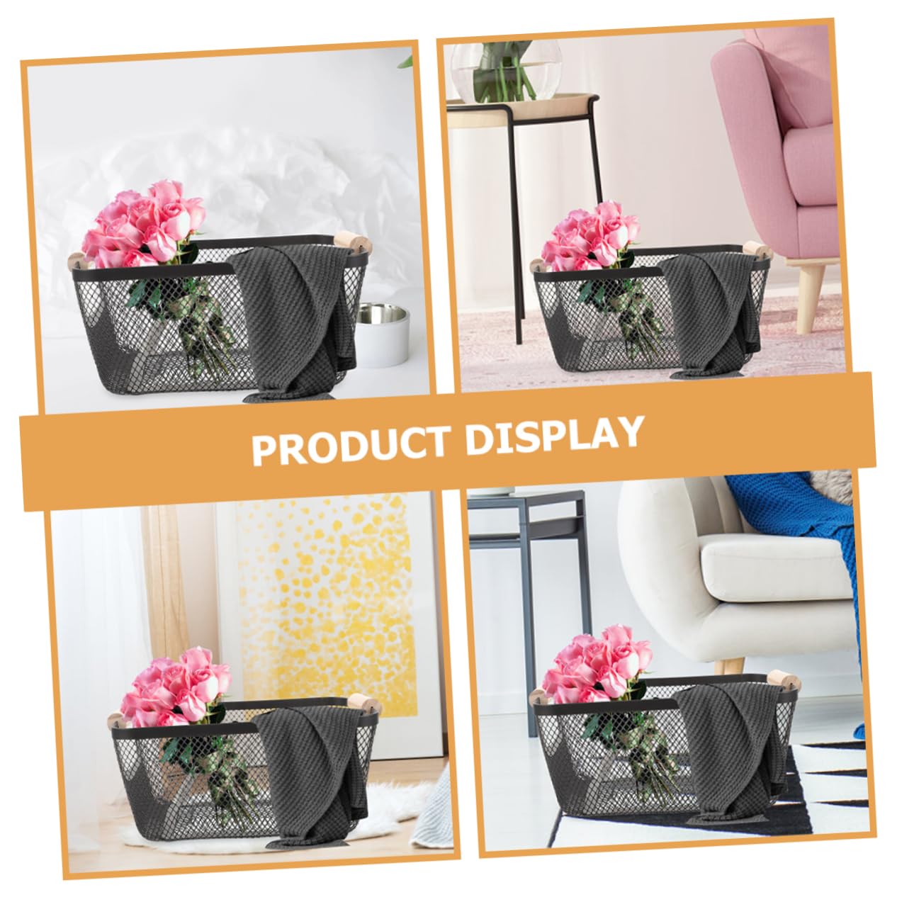 Cesto Portaoggetti Decorativo in Ferro Con Maniglia Per Bagno Contenitore Portaoggetti in Filo Metallico