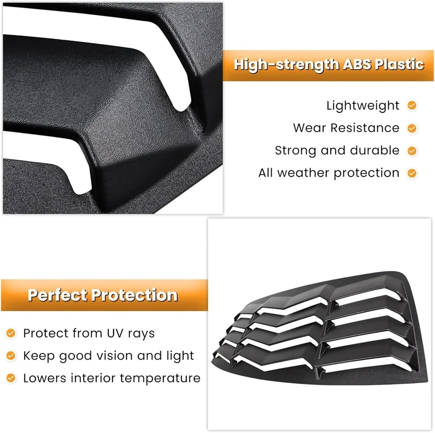 Rear+Side Window Louvers Compatible for Dodge Challenger 2008-2023 Windshield Sun Shade Cover Vent GT Lambo Style Custom ABS Matte Style