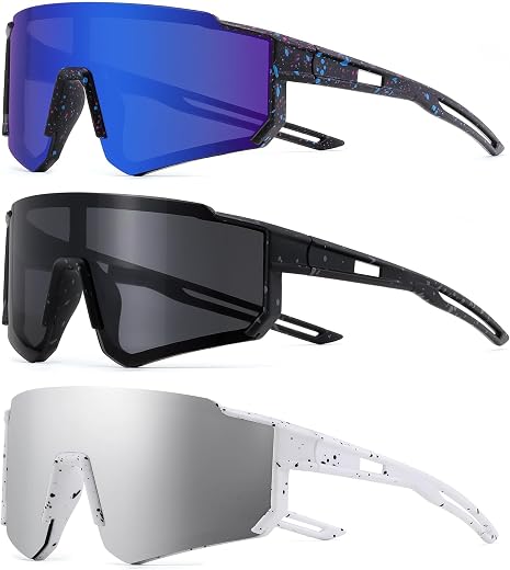 Karsaer 3 pack Kids Sunglasses Youth Baseball Cycling Sunglasses for Boys Girls Sports Glasses E1361