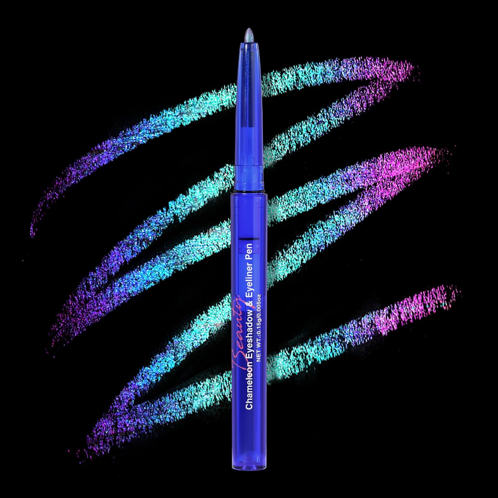 Chameleon Eyeshadow & Eyeliner Gel Pencil-Multichrome Shifting Colors Metallic Glitter Eye Makeup,Waterproof Long-Lasting Smudge-Proof Multi-Dimensional Color (Teal Green to Rose Magenta)