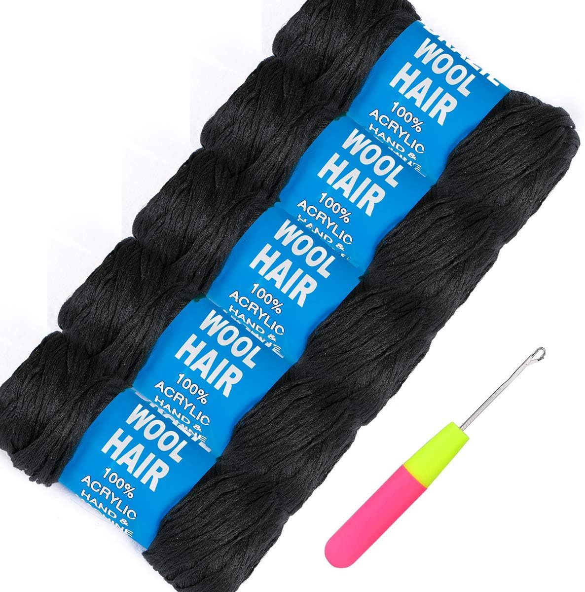 LY 4pcs Brazilian Wool Hair Yarn for Braiding& Senegalese
