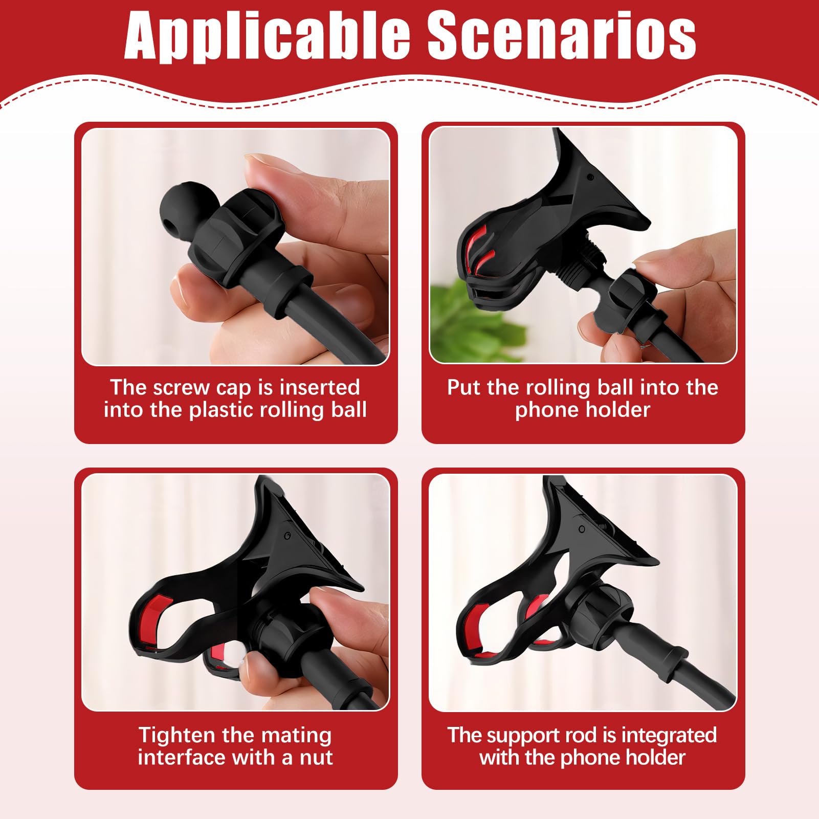 Support Téléphone Lit Pince Forte, Bras Flexible 75cm Antivibration, Support Smartphone Col de Cygne 360°, Support Mains Libres pour Regarder Vidéos, Compatible iPhone Samsung