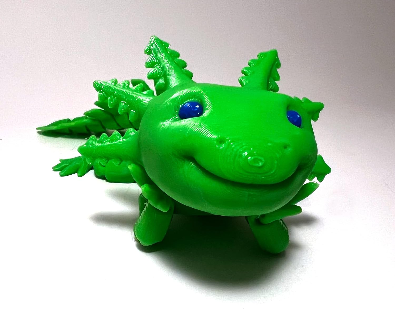 Axolotl Articulated 3D Printed Fidget Toy Design by MatMire Makes (Large, Normal Smile, Galaxy/Sparkle Purple)