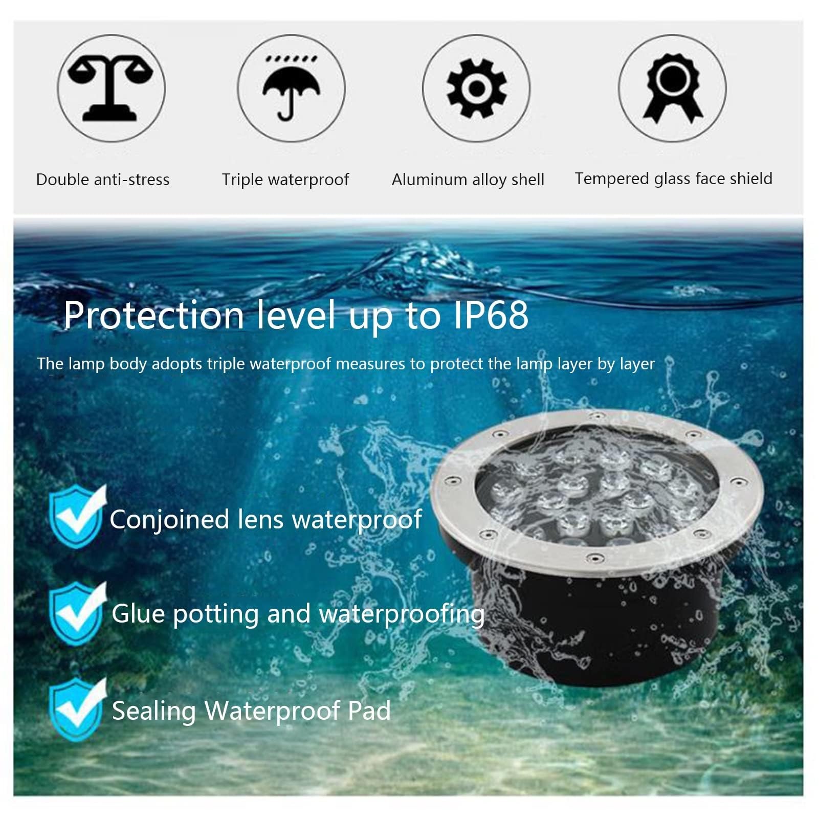 Impermeabile LED Luci Subacquee - Incasso Faretto Subacquei, Faretto Subacqueo A LED Faretto Da Incasso/Luce Da Acqua/Luce Da Piscina, IP68 Impermeabile 12V Luce Subacquea ( Color : Blue , Size : 12w(