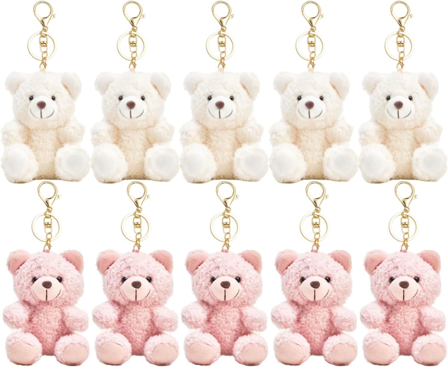8 Inch Bear Keychain, Charms for Handbag, Backpack Accessories Pendant, Pink White