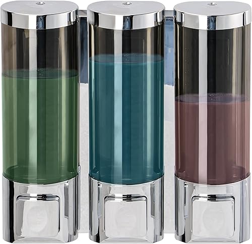 Dispensador de jabón de ducha 3 en 1, dispensador de champú y acondicionador, dispensador de champú sin taladro de 3 cámaras para ducha, champú