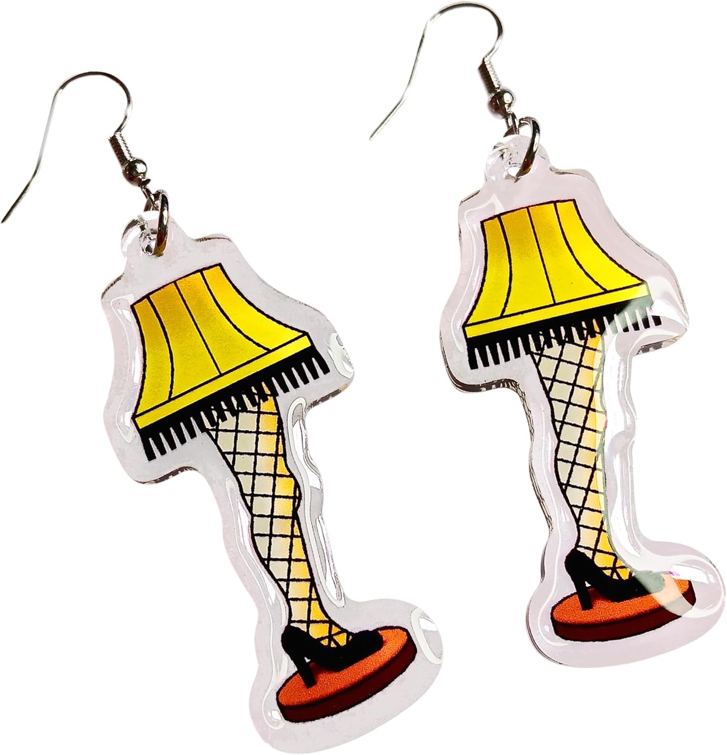 A Christmas Story Leg Lamp Funny Nickel Free Pendant Dangle Earrings, Classic Xmas Stocking Stuffer Holiday Movie Conversation Piece Gift Jewelry