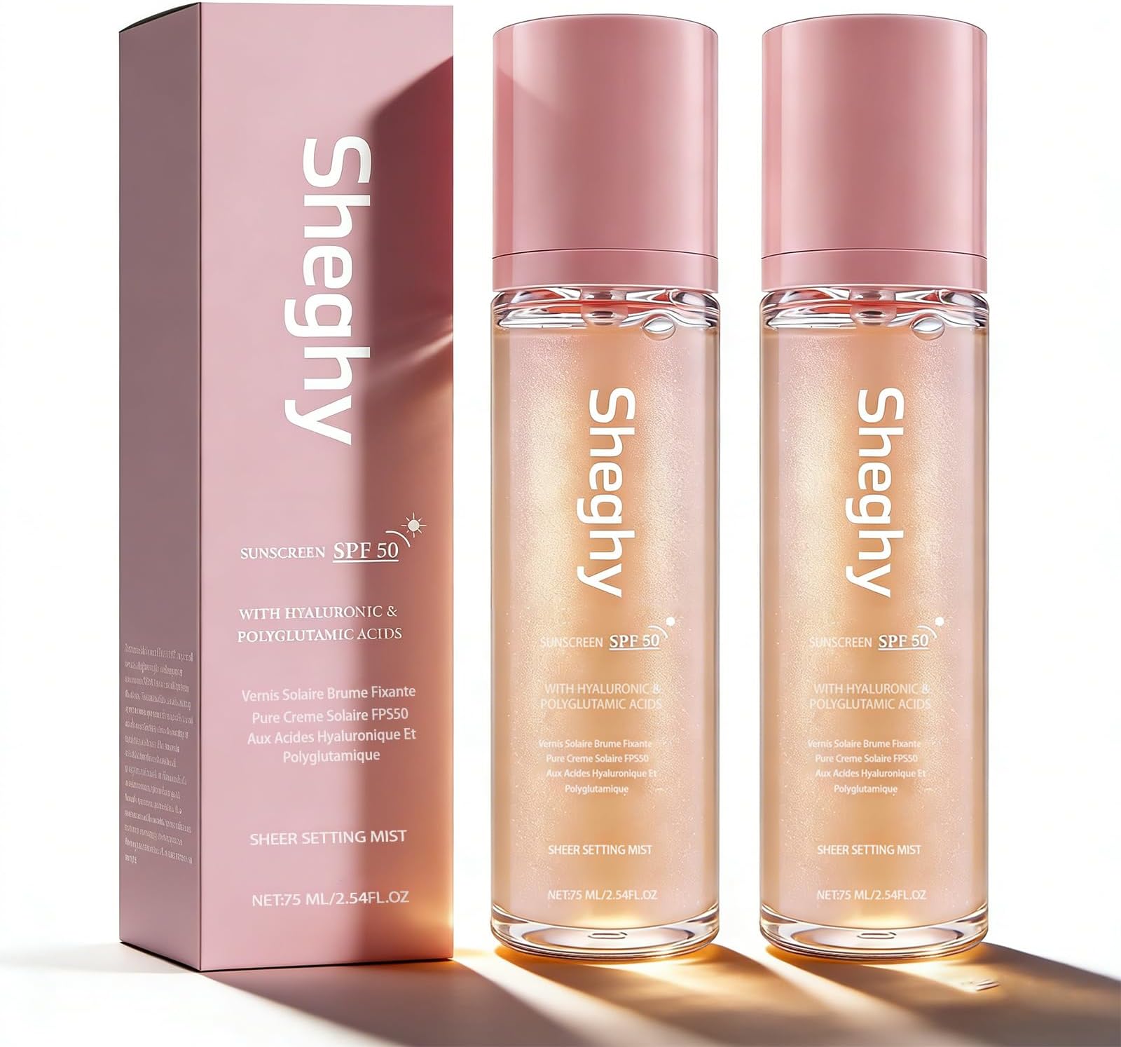 Sunglaze Sheer Setting Mist Sunscreen SPF 50, Broad Spectrum Shimmering Body Oil Mist, Hydrating Makeup-Friendly Glow Spray, Reef-Safe, Non-Greasy & Fast-Absorbing for Face & Body (2)