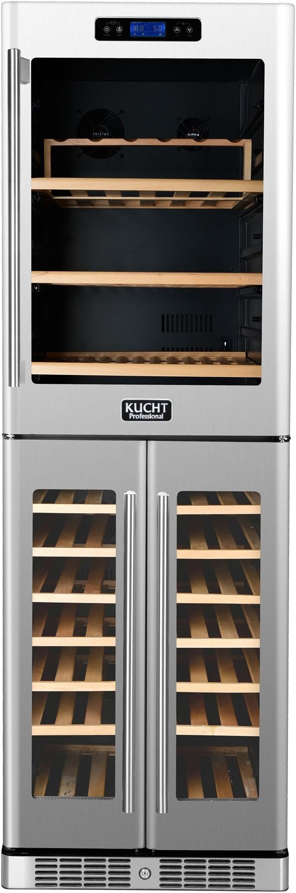 Kucht K430AVH33 121-Bottle Triple Zone Wine Cooler Built-in with Compressor, Stainless Steel