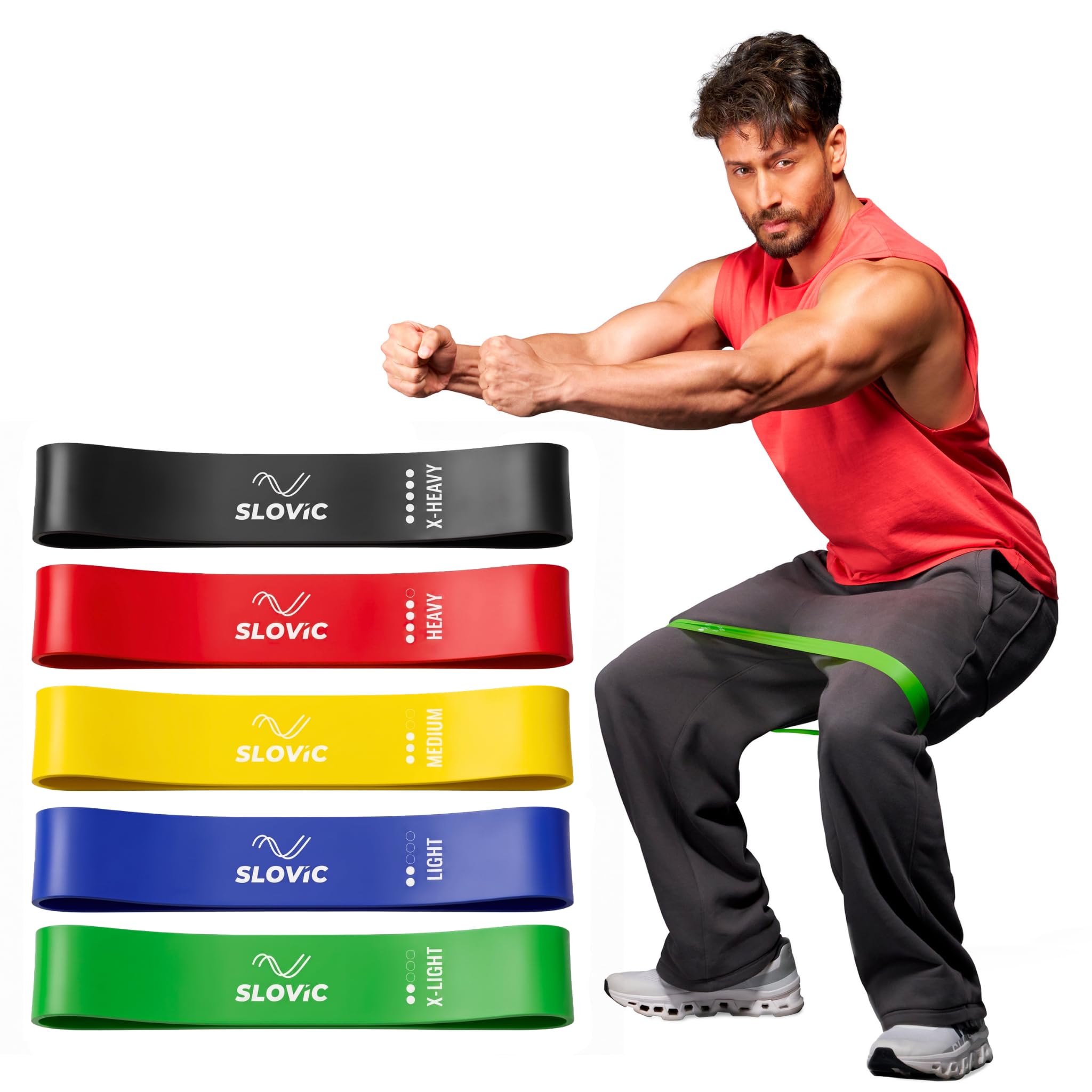SLOVIC Resistance Bands Mini Loop | Loop Hip Band for Women & Men for Hip, Glutes, Legs and Squats Exercises | Thera Band for Fitness | Gym Equipment for Home Workout | Resistance Band Set of 5-image-10