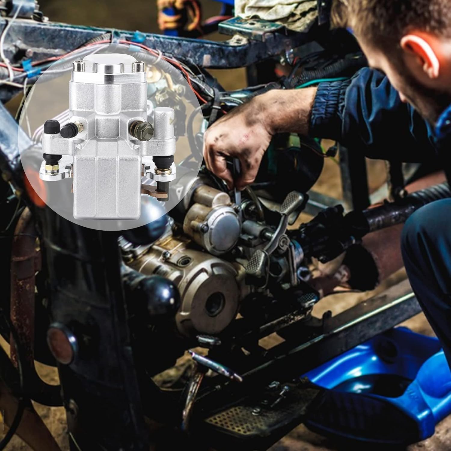 Rear Caliper, Motorcycle Rear Brake Caliper, ATV Rear Brake Pump Aluminum Alloy ATV Rear Brake Pump Fits for Yamaha Raptor 700 2006-2012